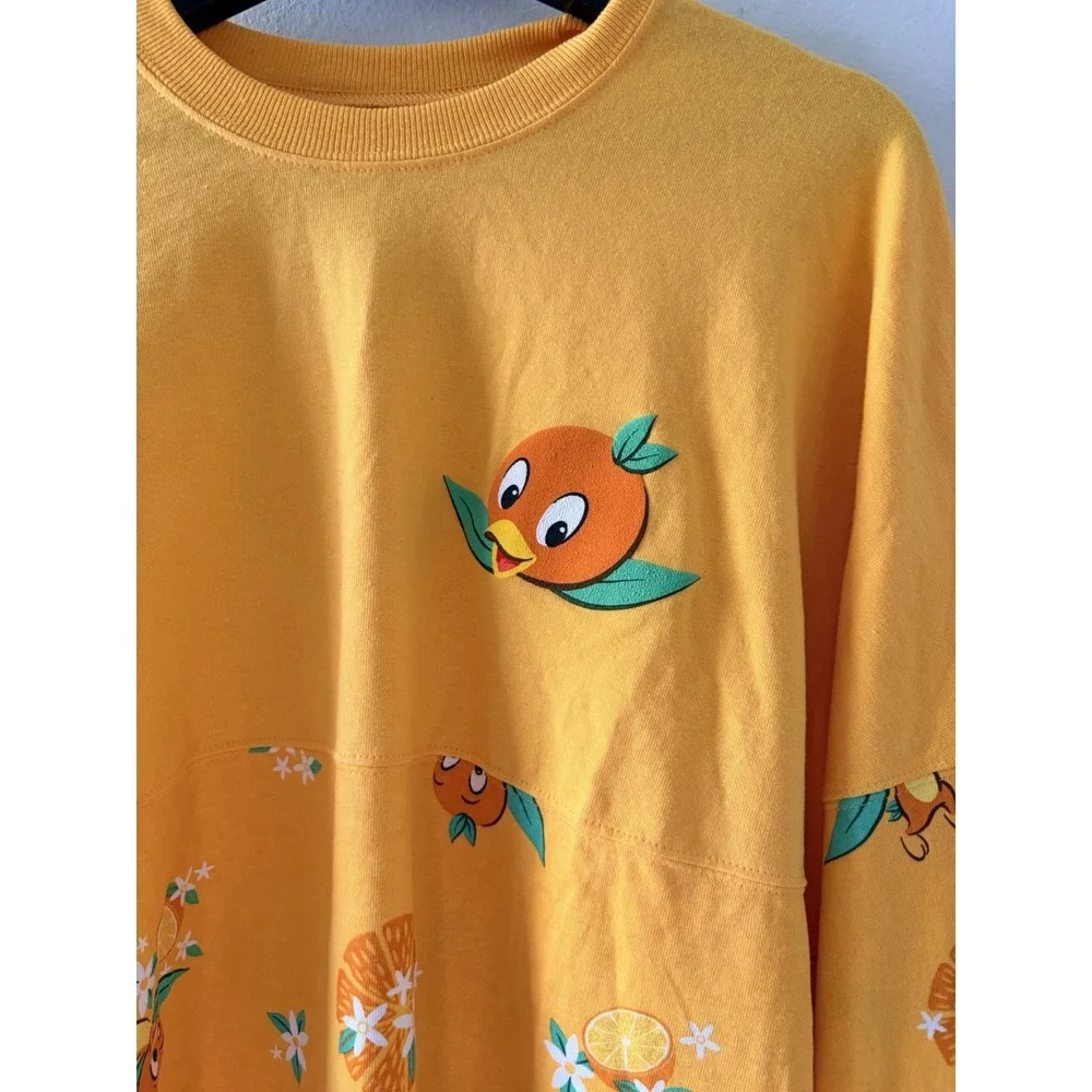Disney Parks Orange Bird Spirit Jersey Long Sleeve Yellow All Over Print Size L